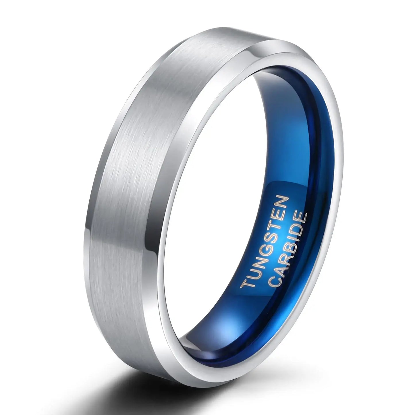 Silver and Blue Tungsten Ring