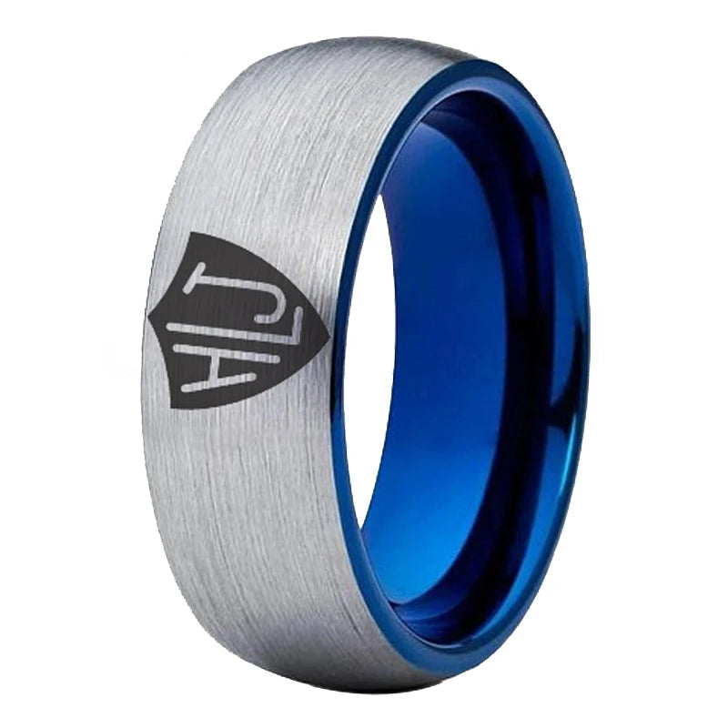 Silver outside Blue inside Tungsten Carbide Ring