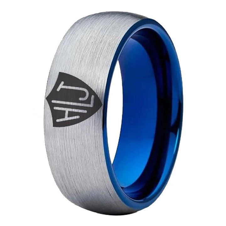 Silver outside Blue inside Tungsten Carbide Ring