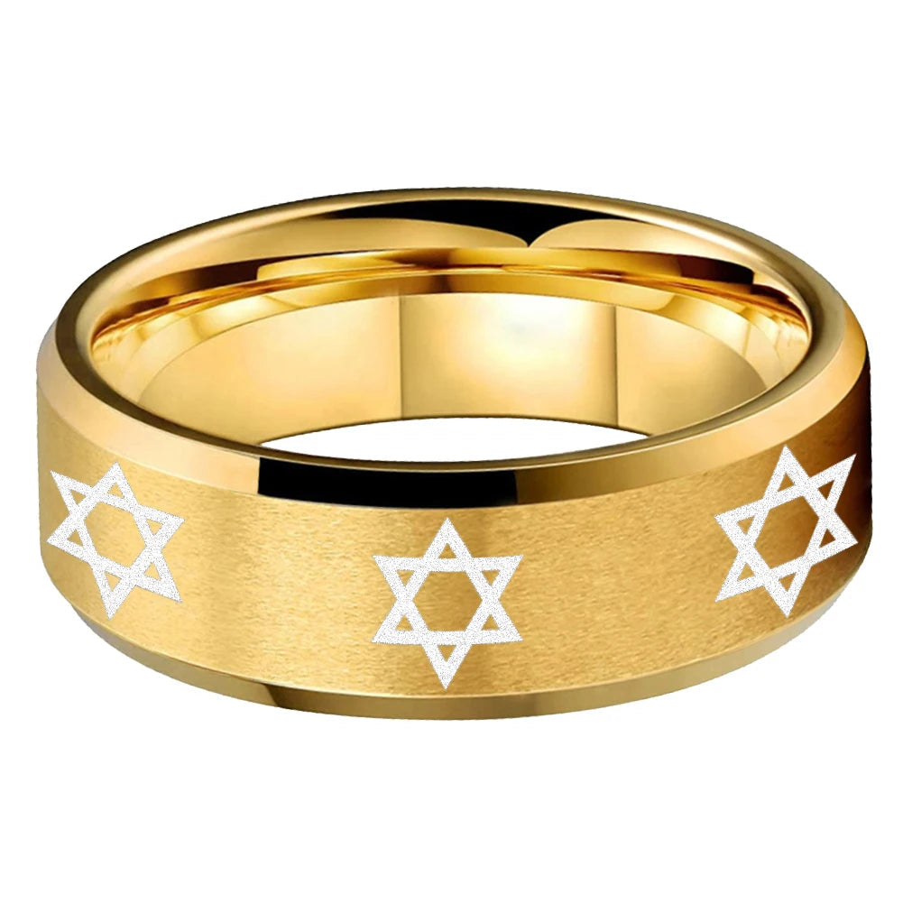 Star of David Heritage Tungsten Band