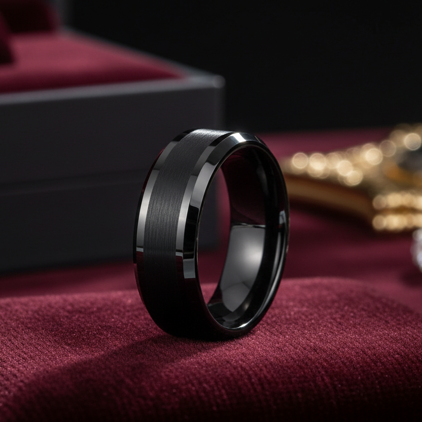 8mm Black tungsten ring