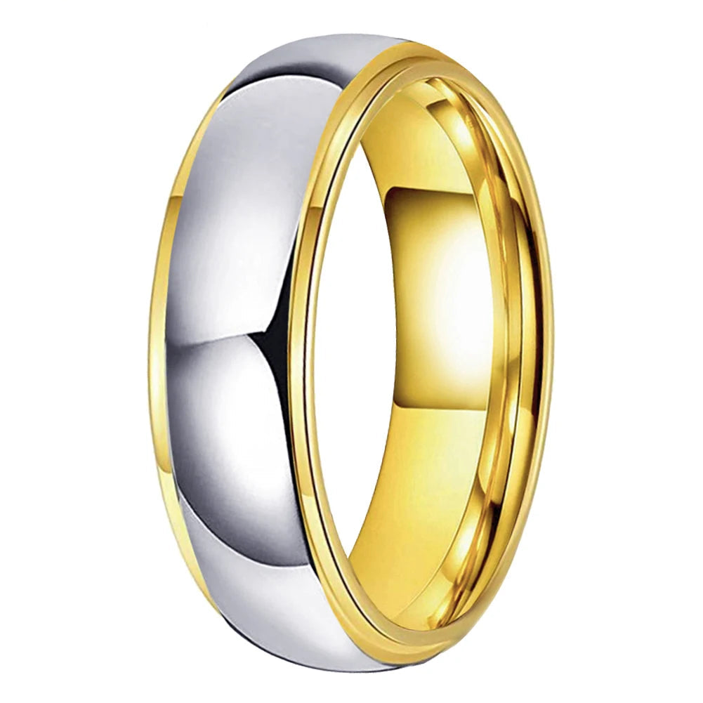 The Goldstep — Silver and Gold Stepped Tungsten Wedding Band