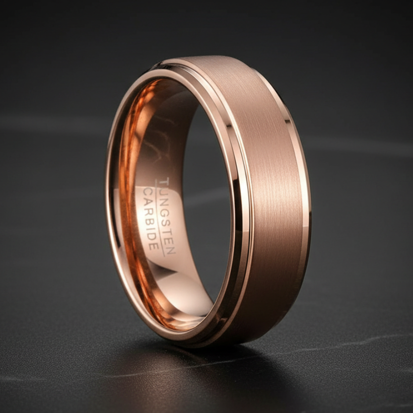 8mm Rose Gold Tungsten Wedding Band
