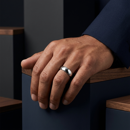 The Silverstack — Dome Polished Silver Tungsten Carbide Ring