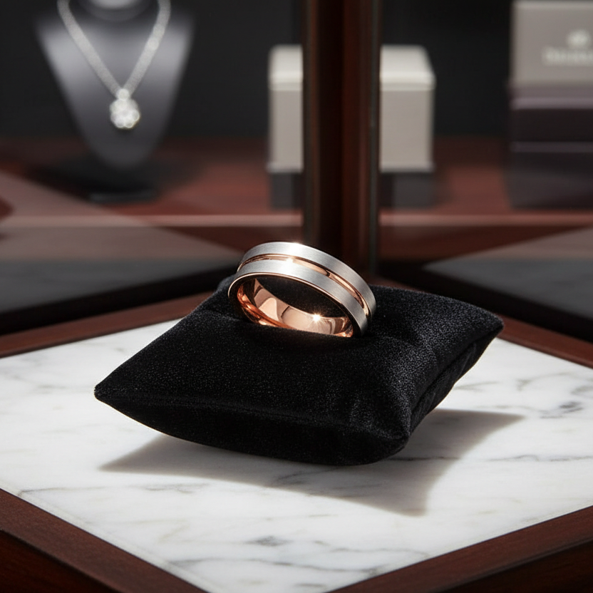 6mm Two-Tone Tungsten Wedding Band