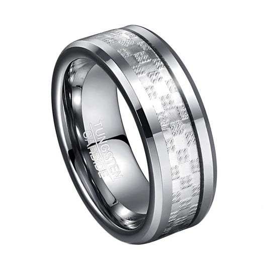 Tungsten Checkered Ring