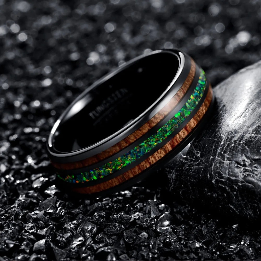 Tungsten Wood Inlay Ring