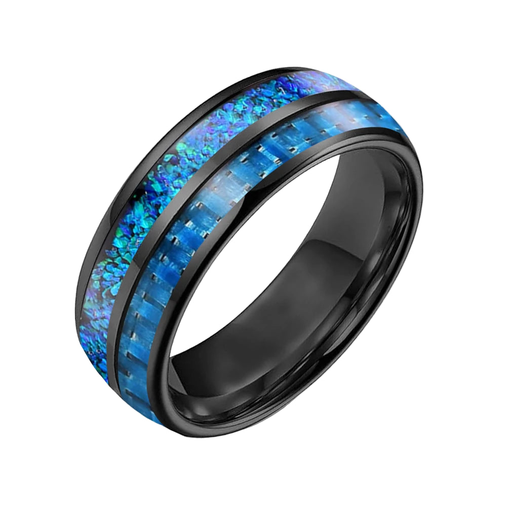 Tungsten Blue Carbon Fiber Ring