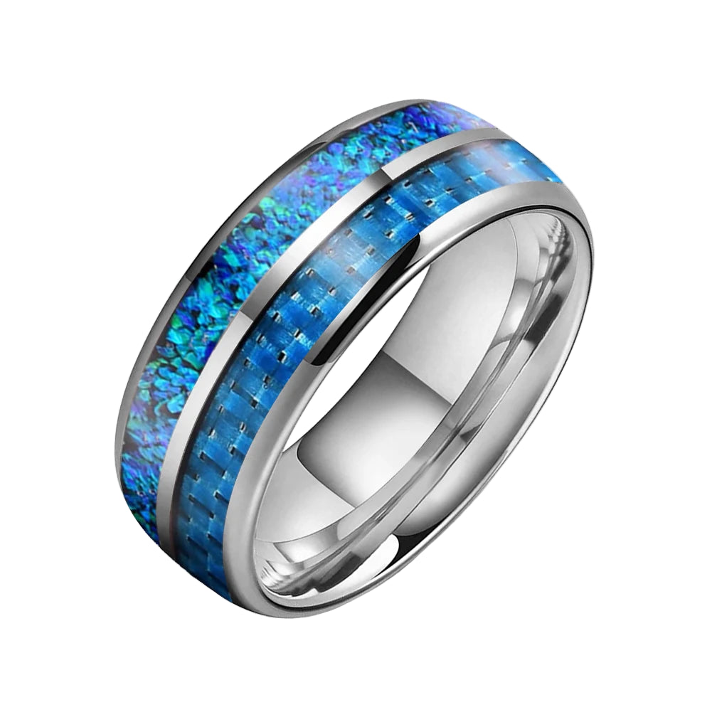 Tungsten Blue Carbon Fiber Ring