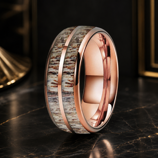 Tungsten Deer Antler Wedding Band