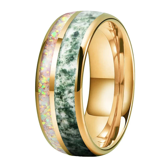 Tungsten Opal Mens Ring