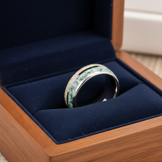 Tungsten Opal Mens Ring