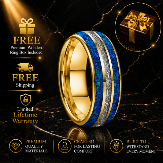 Tungsten Opal Ring with Meteorite