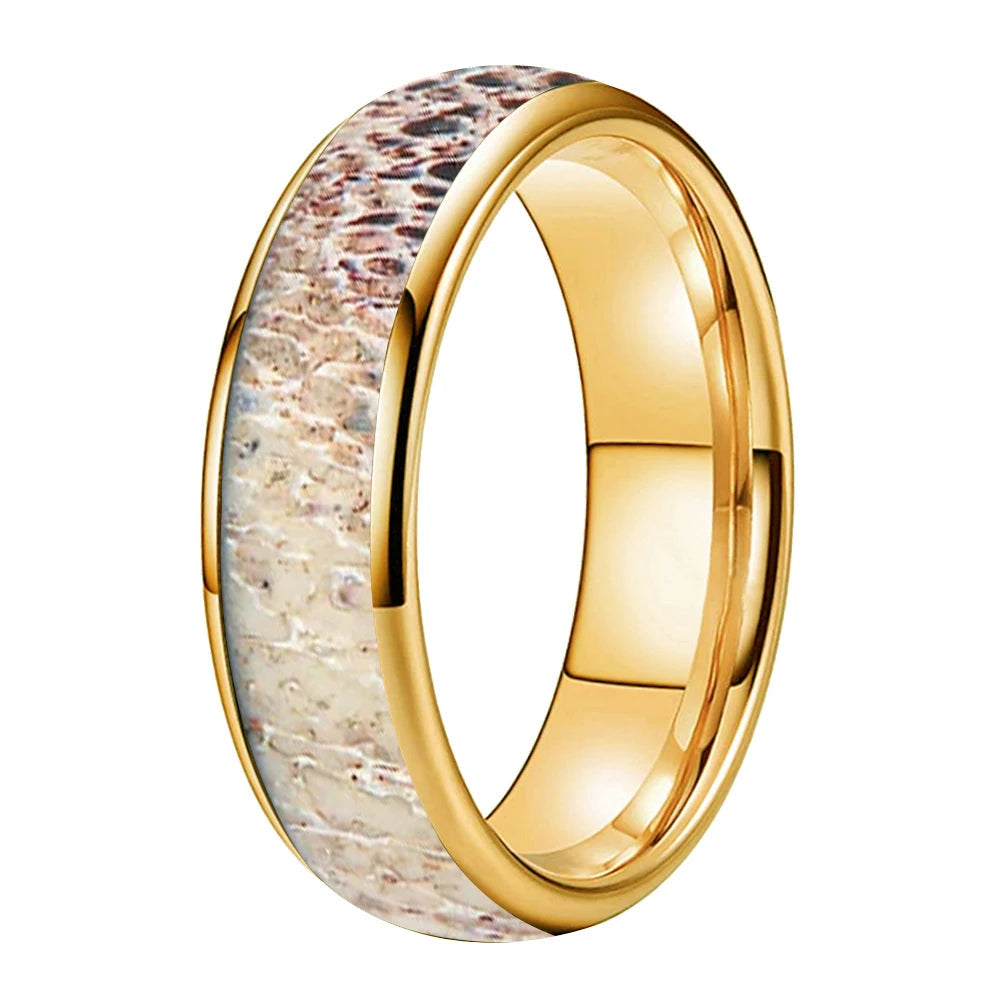 Tungsten Ring with Deer Antler Inlay