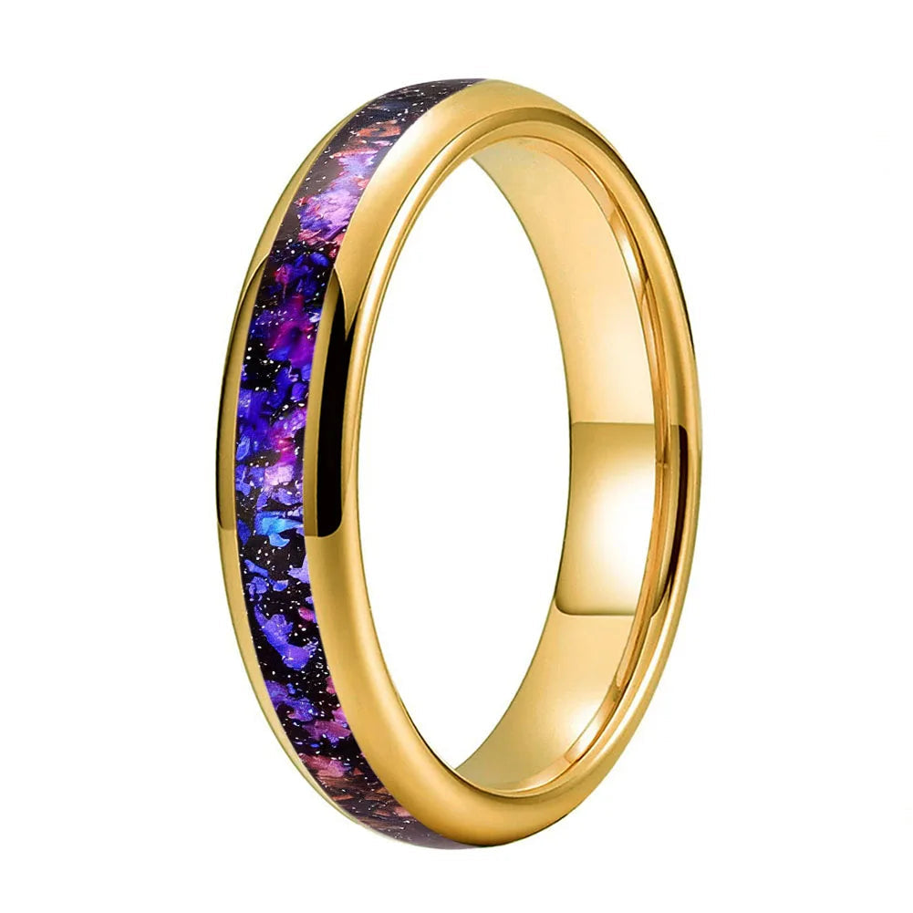 Tungsten Ring with Orion Nebula & Meteorite Inlay