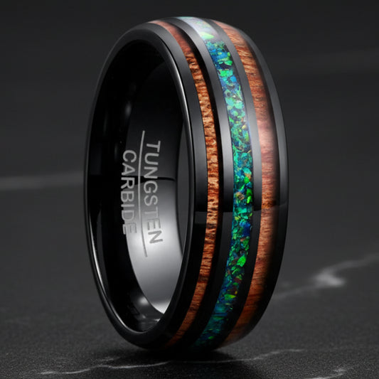 Tungsten Wood Inlay Ring