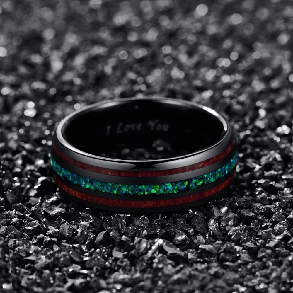 Tungsten Wood Inlay Ring