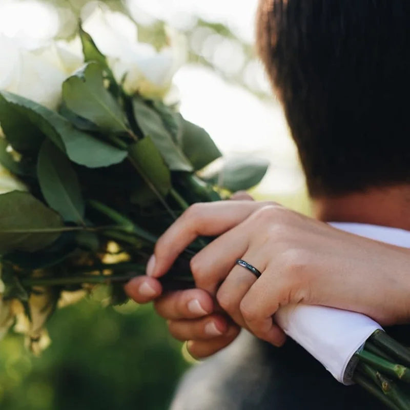 Tungsten carbide opal engagement band