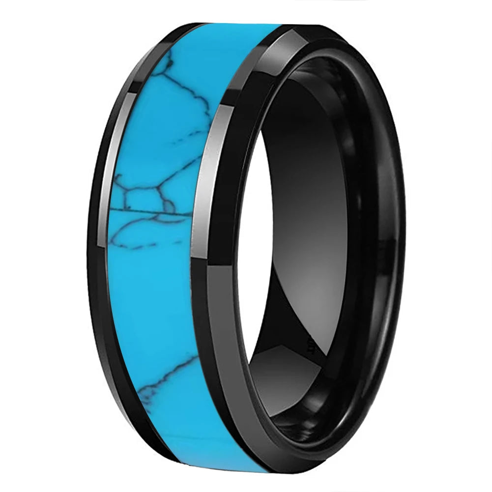 Turquoise Inlay Tungsten Carbide Wedding Ring