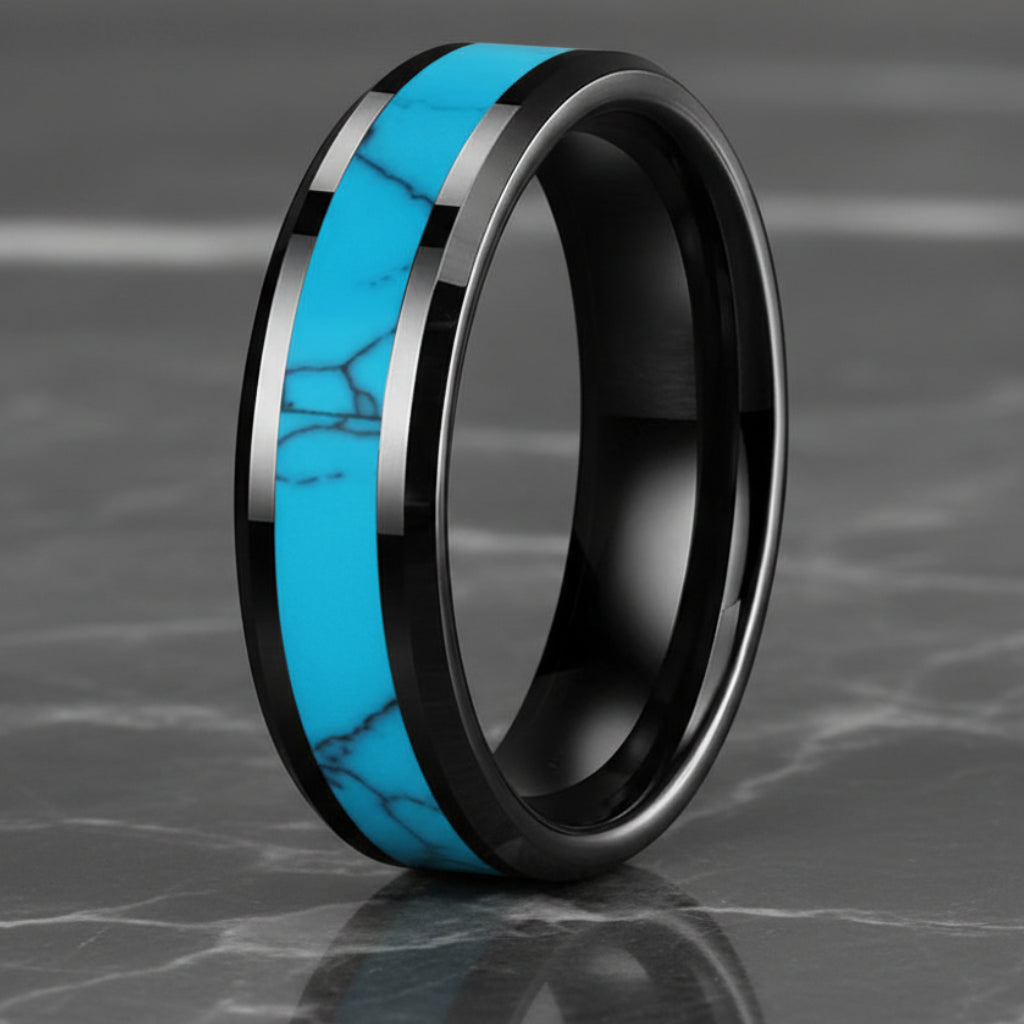 Turquoise Inlay Tungsten Carbide Wedding Ring