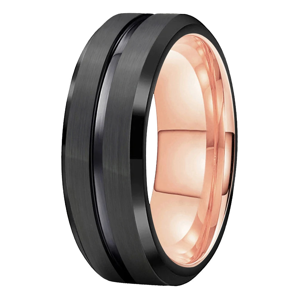 Two Tone Tungsten Mens Wedding Band