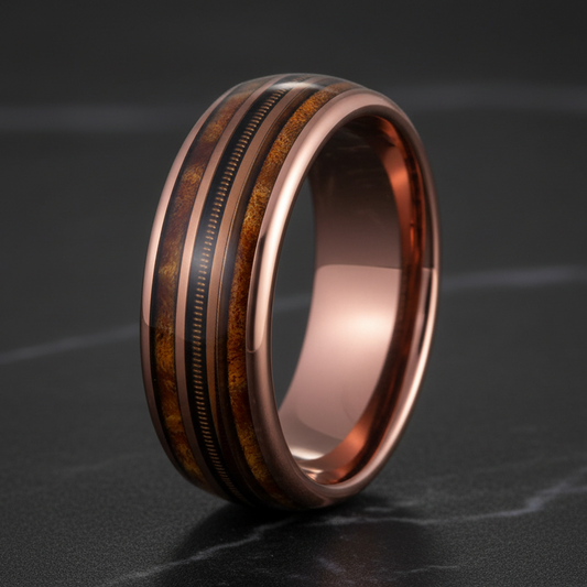 Whiskey Barrel Wood Inlay Ring