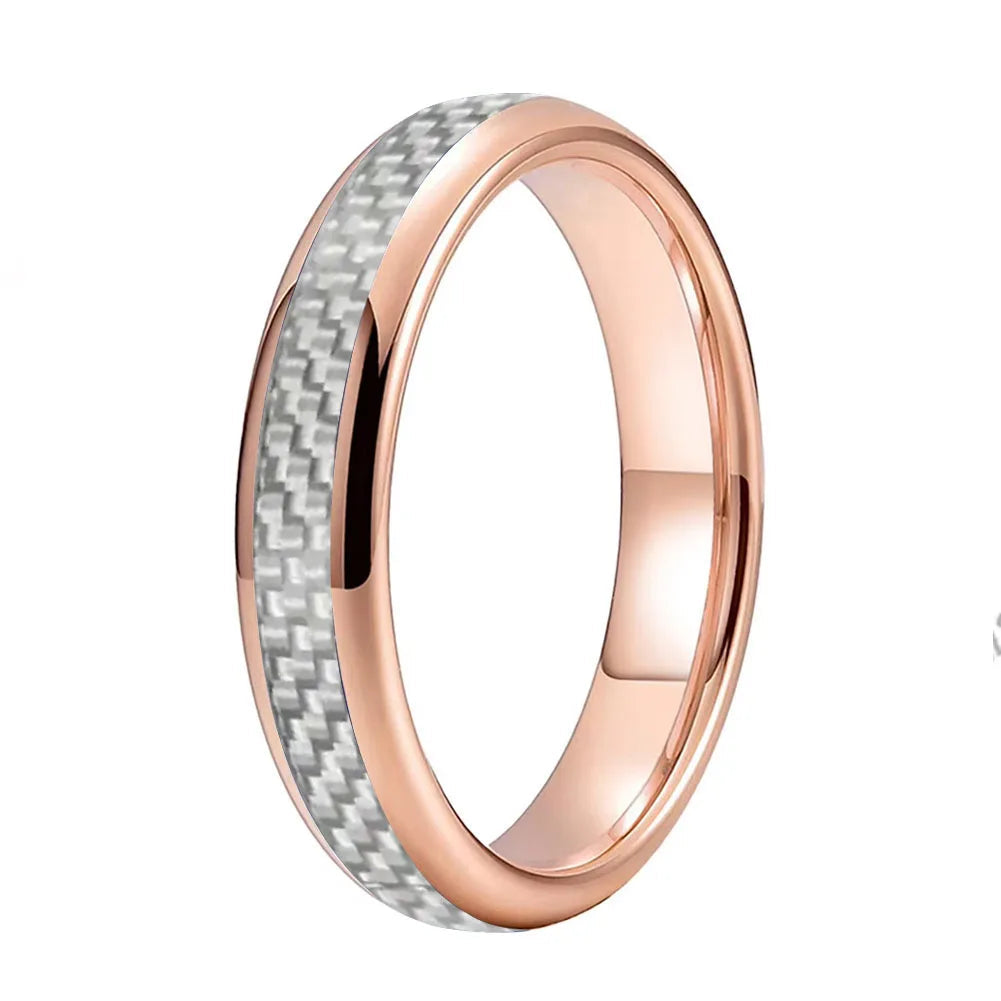 White Carbon Fiber Tungsten Ring