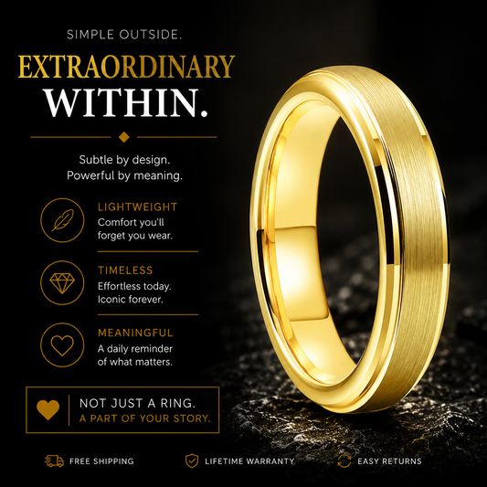 Yellow Gold Tungsten Ring
