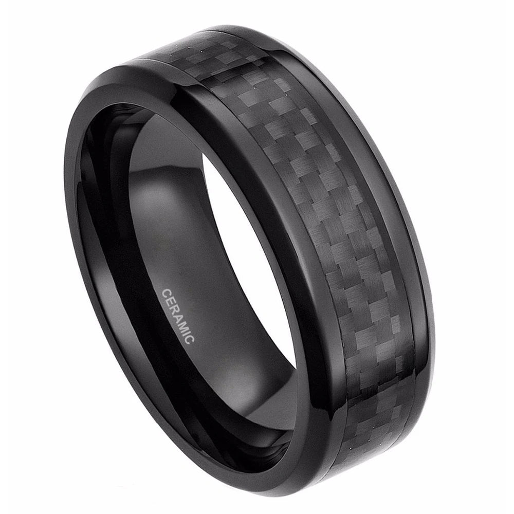 Black ceramic ring men