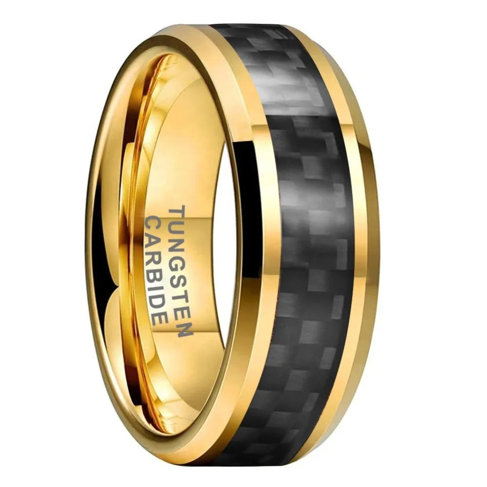 carbon fiber and gold mens ring