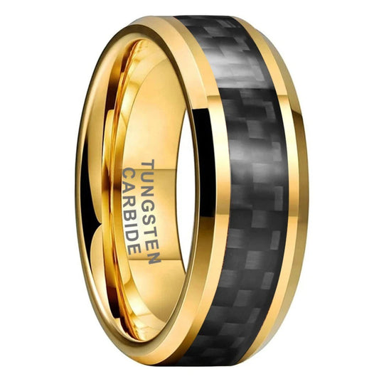 carbon fiber and gold ring