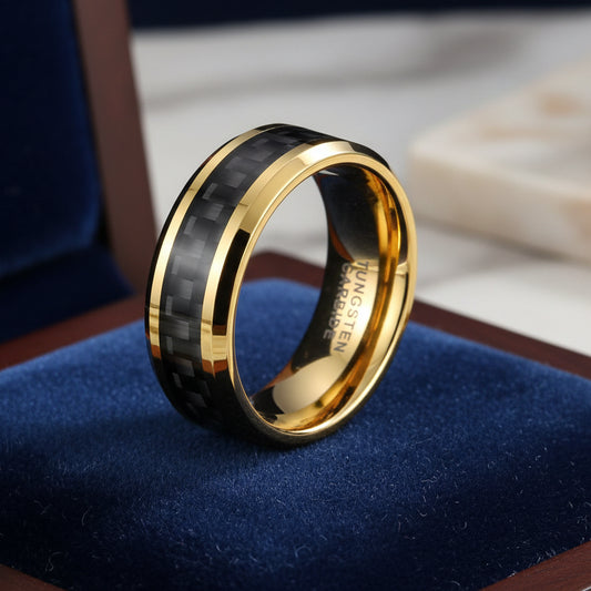gold carbon fiber ring