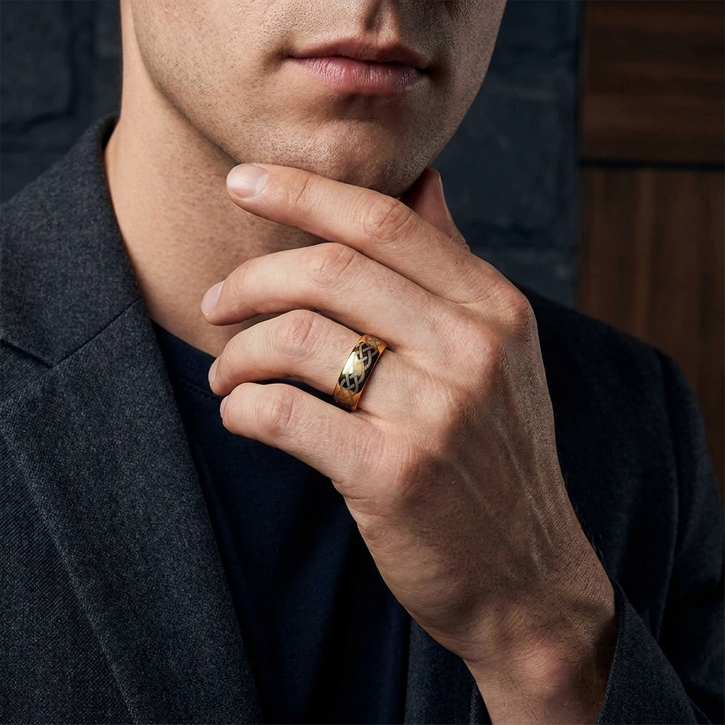 The Goldknot — Celtic Gold Tungsten Ring