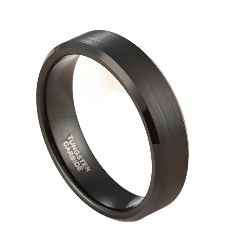 Black Tungsten Engagement Ring for Her