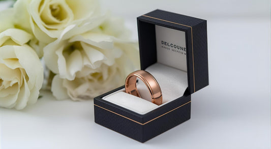 Men's Tungsten Wedding Bands with Rose Gold