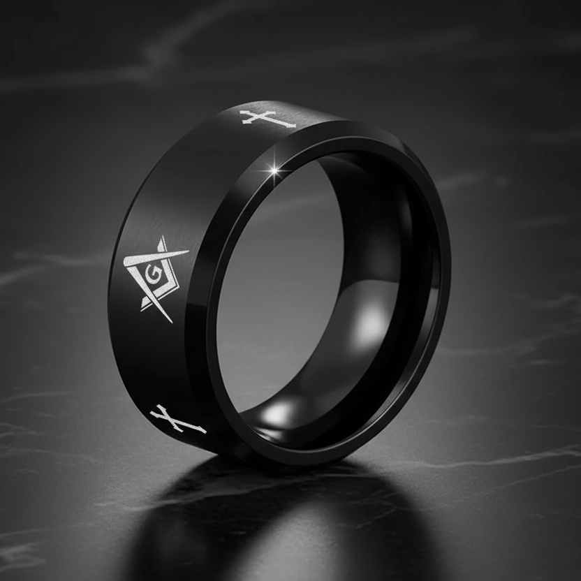 10MM Masonic Tungsten Ring