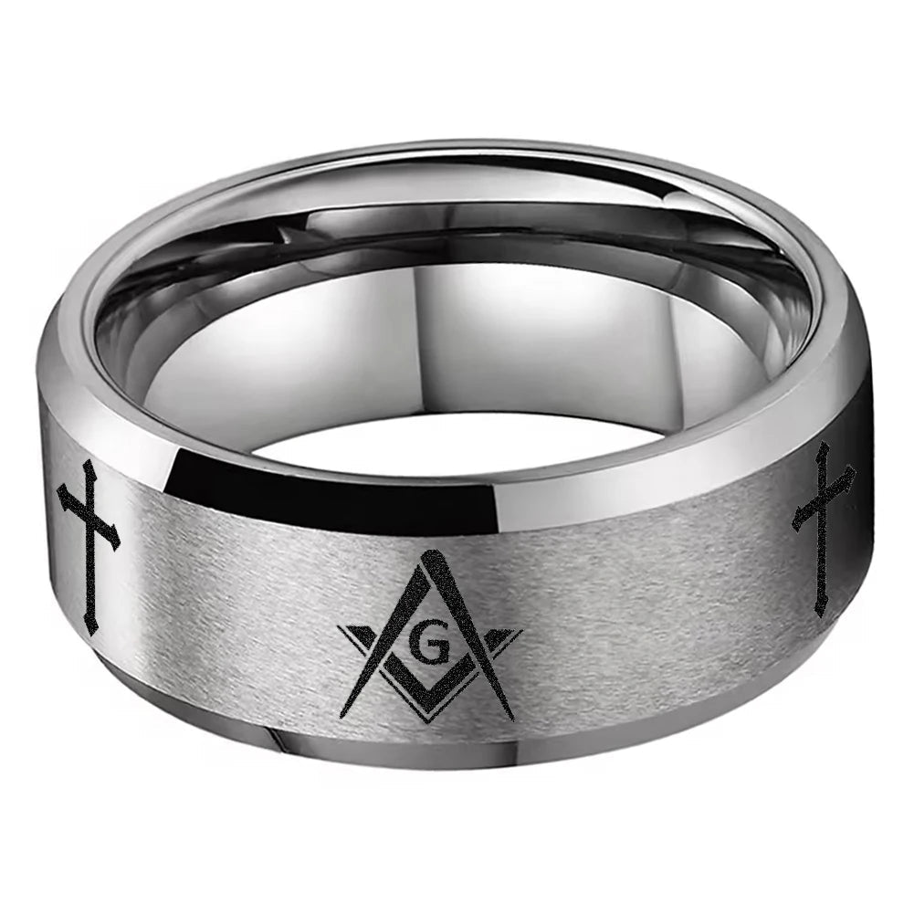 10MM Masonic Tungsten Ring