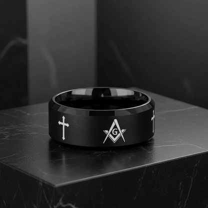10MM Masonic Tungsten Ring