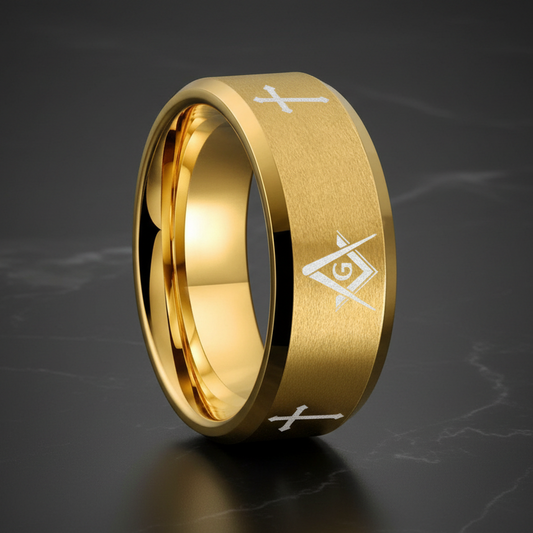 10MM Masonic Tungsten Ring