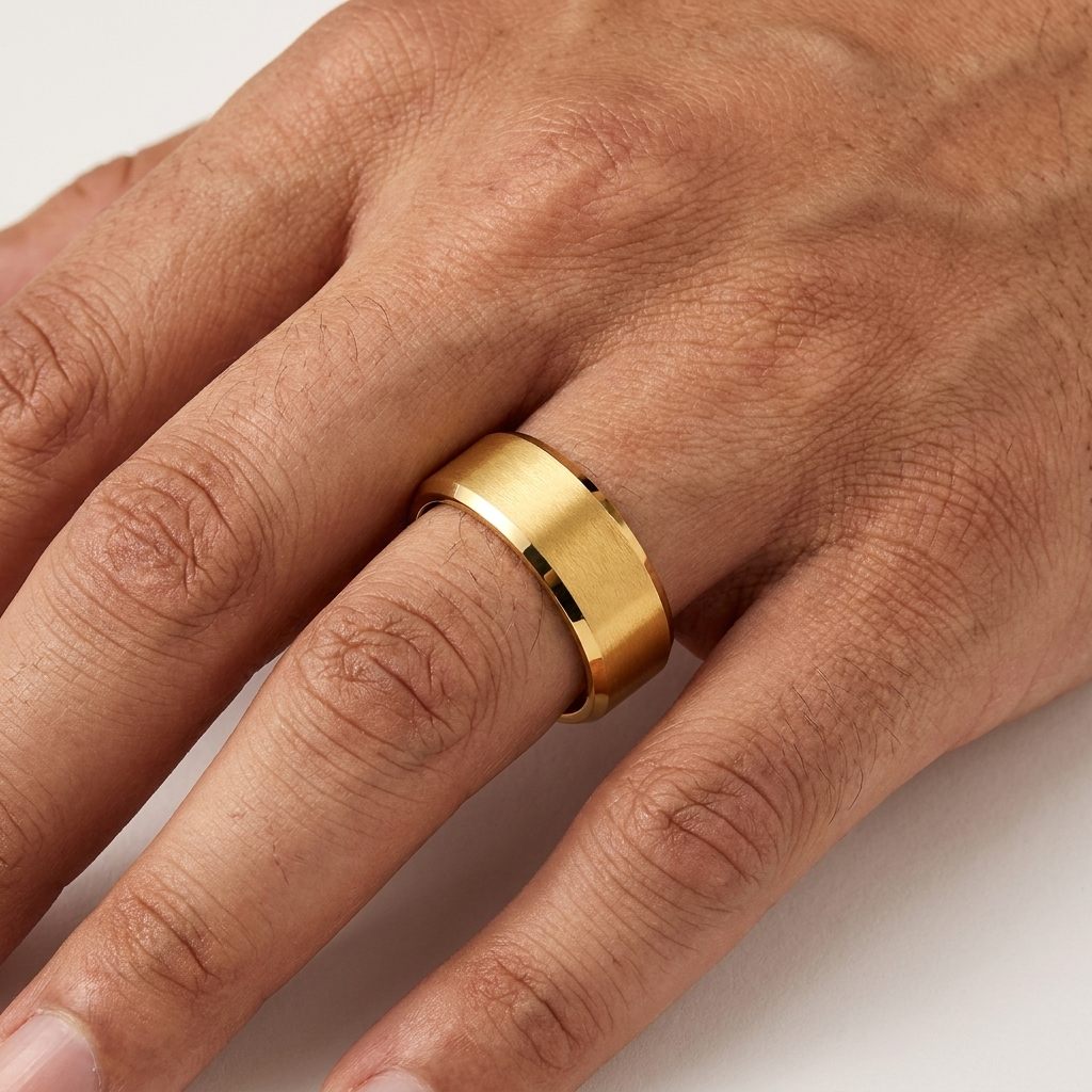 10mm Beveled Matte Tungsten ring