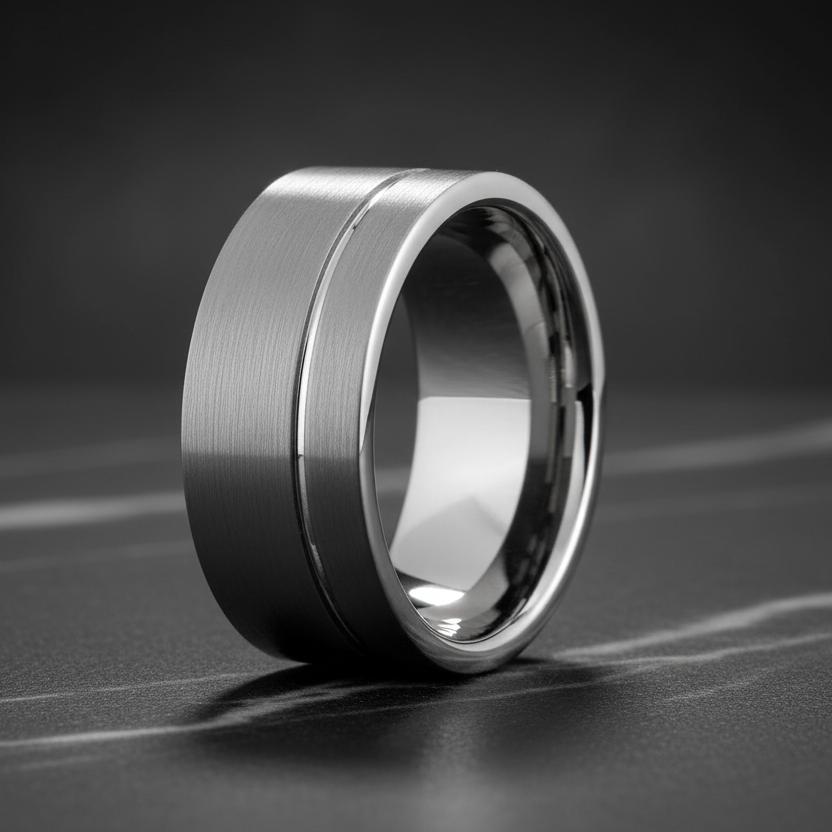 10mm_Silver_Tungsten_Ring_with_Offset_Line