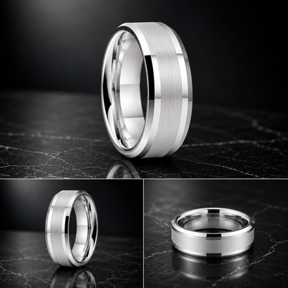 10mm White Tungsten Ring