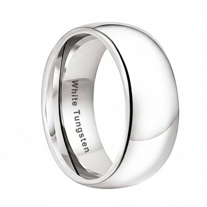 10mm White Tungsten Engagement Ring Comfort Fit