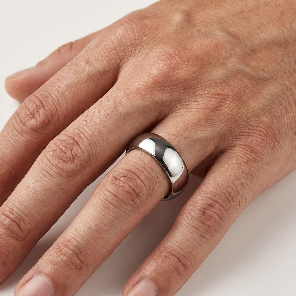 10mm White Tungsten  wedding Ring