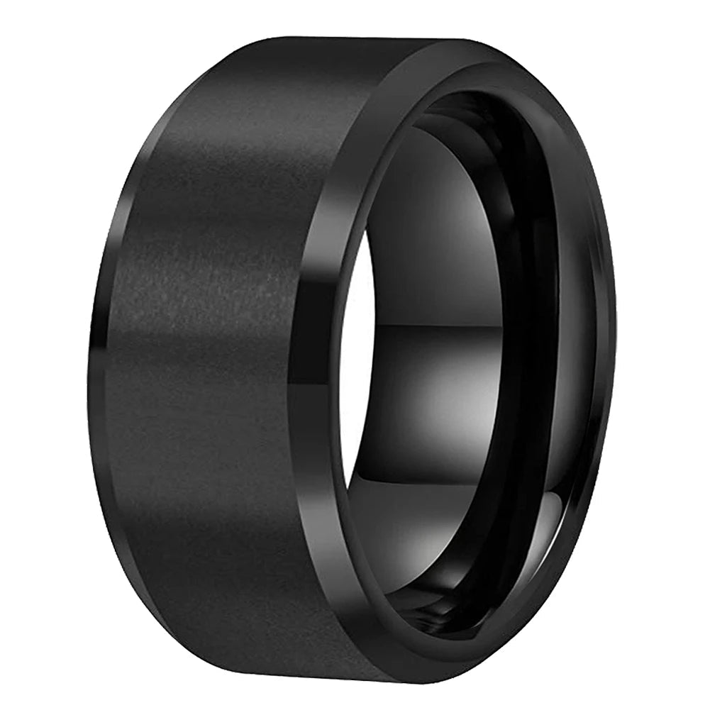 10mm Beveled Matte Tungsten Wedding Band