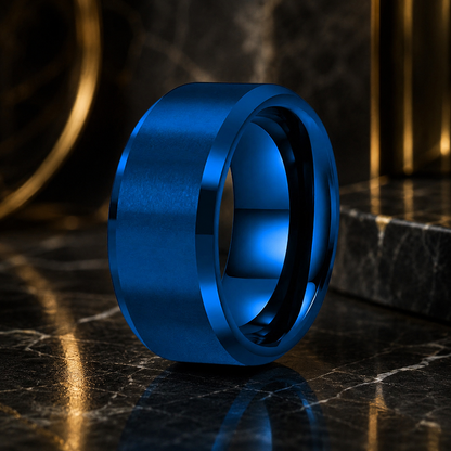 10mm Beveled Matte Tungsten ring