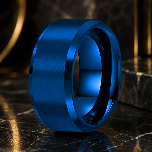 10mm Beveled Matte Tungsten ring
