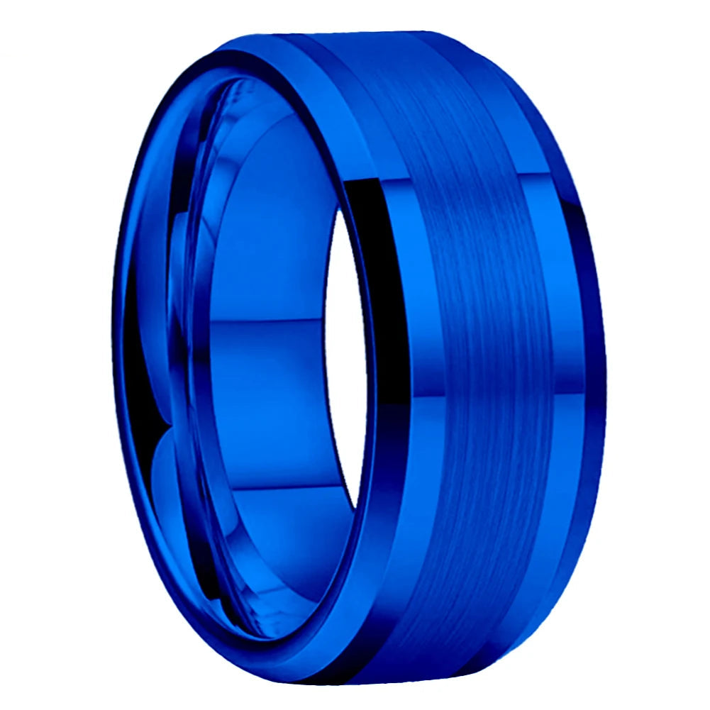10mm Beveled Center Brushed and Polished Tungsten Ring