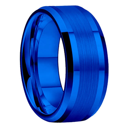 10mm Beveled Center Brushed and Polished Tungsten Ring
