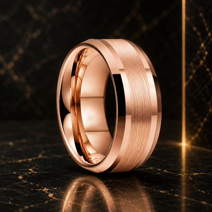 10mm Beveled Center Brushed and Polished Tungsten Ring
